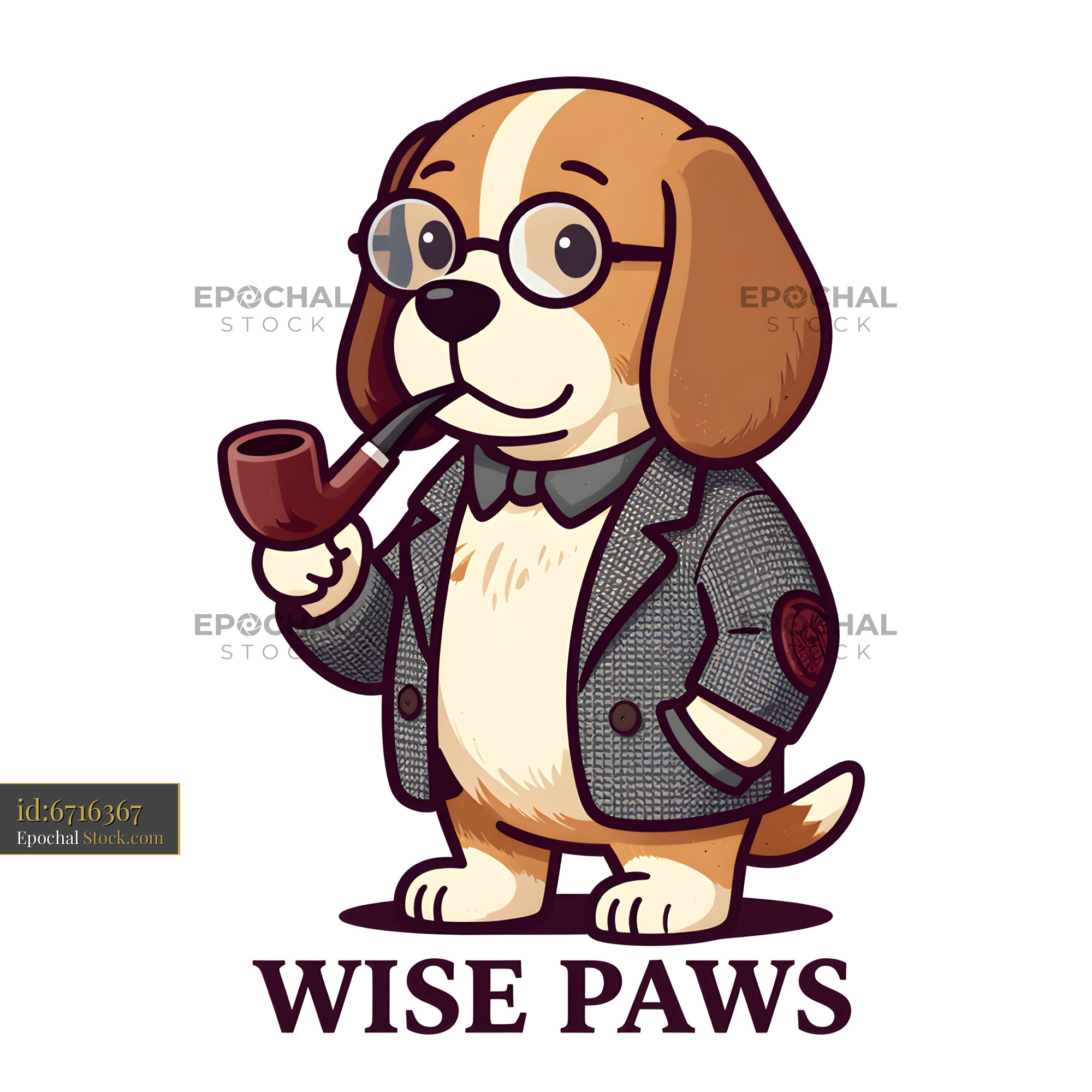 Dog in a suit with glasses holds a pipe and smiles Premium Stock Photo - stock photo