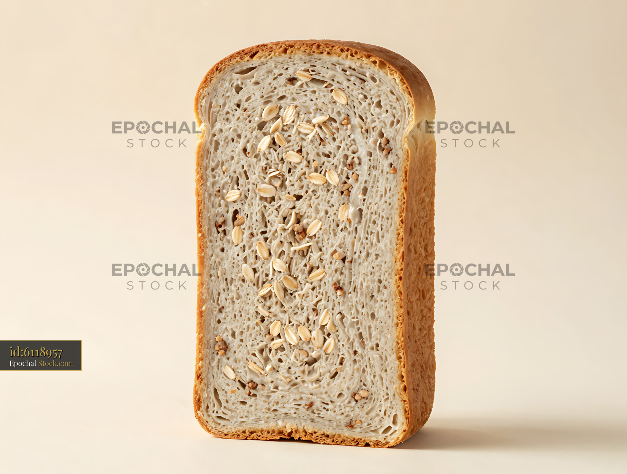 Seeded Whole Grain Bread Loaf Cut in Half - stock photo