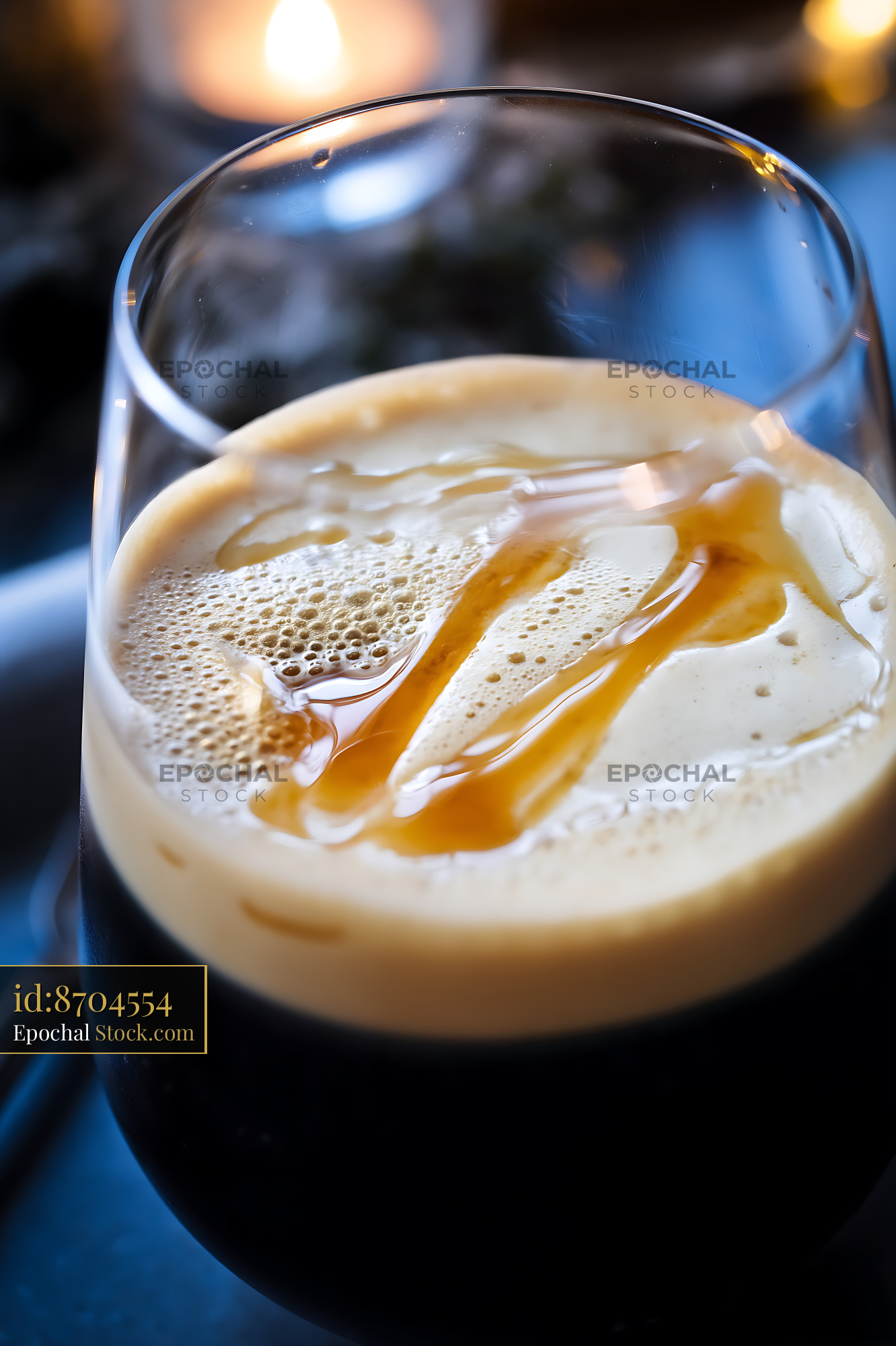 Nitro Caramel Coffee with Silky Foam - stock photo
