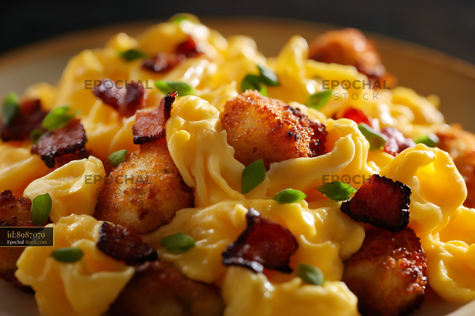 Buttered Pasta With Caramelized Pork and Scallions - stock photo