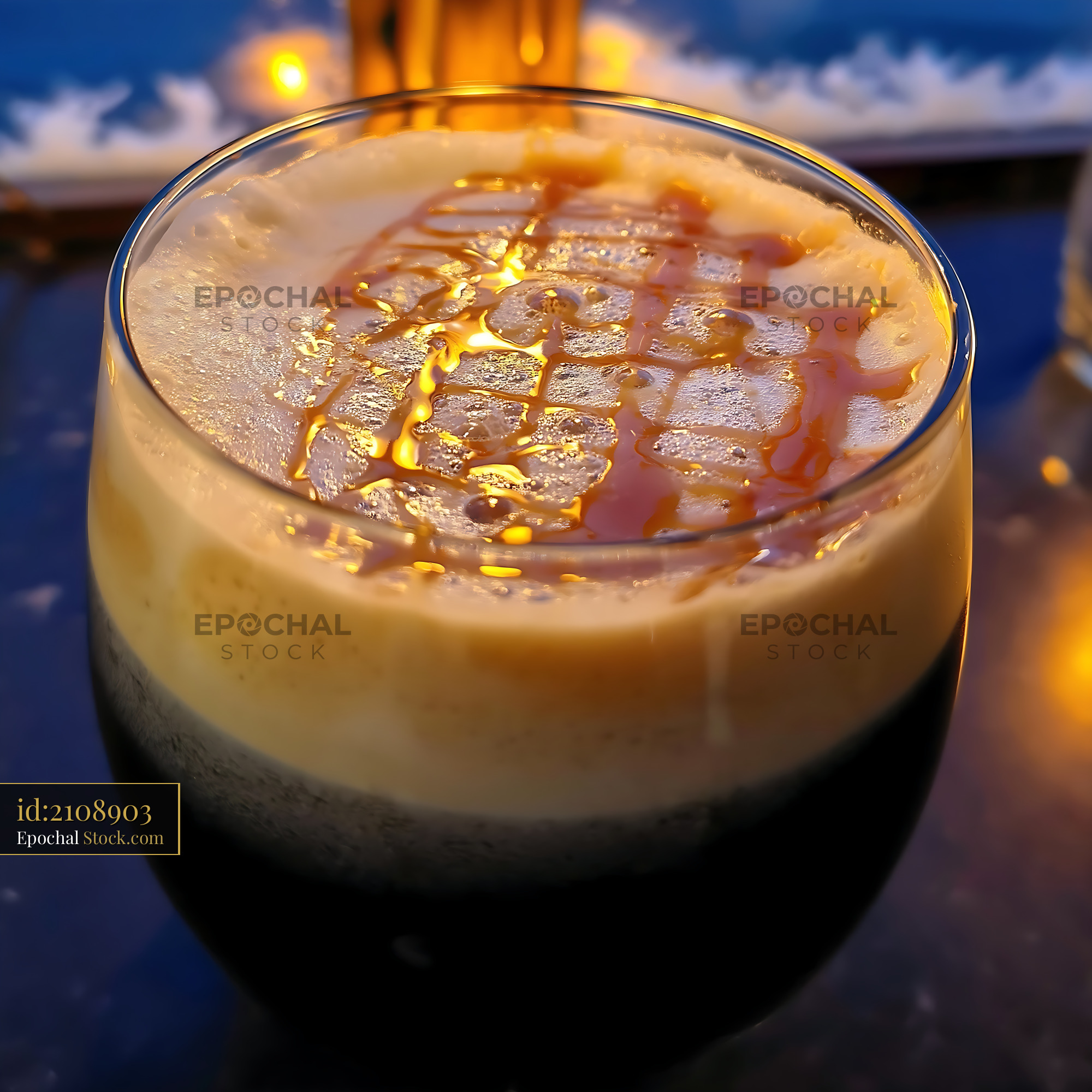 Nitro Caramel Coffee with Silky Cream Foam - stock photo