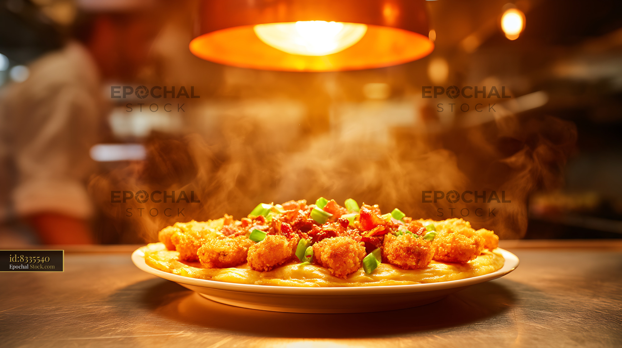 Crispy Shrimp and Creamy Pasta with Red Peppers - stock photo