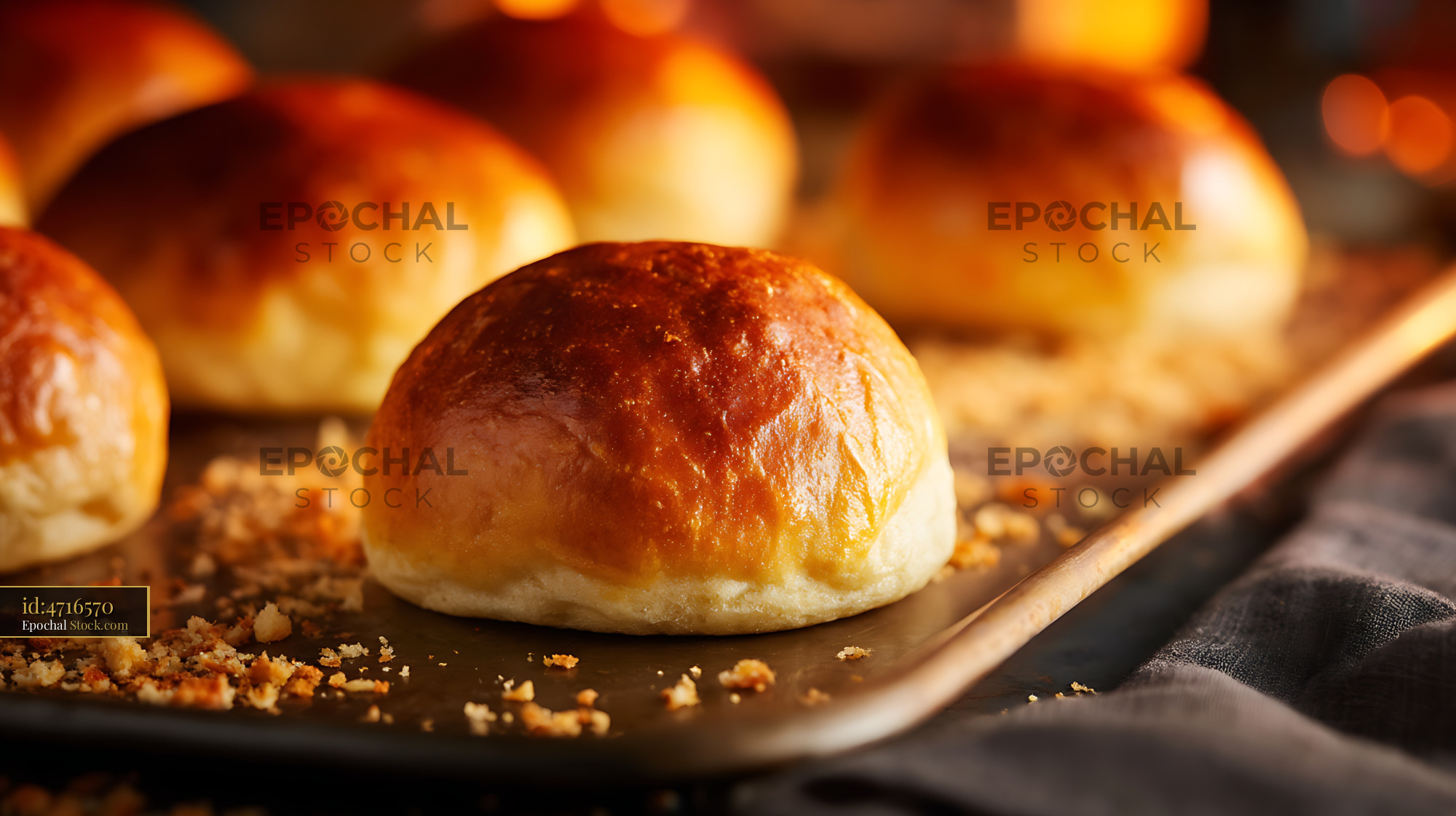 Warm Buttered Dinner Rolls Fresh from Oven - stock photo