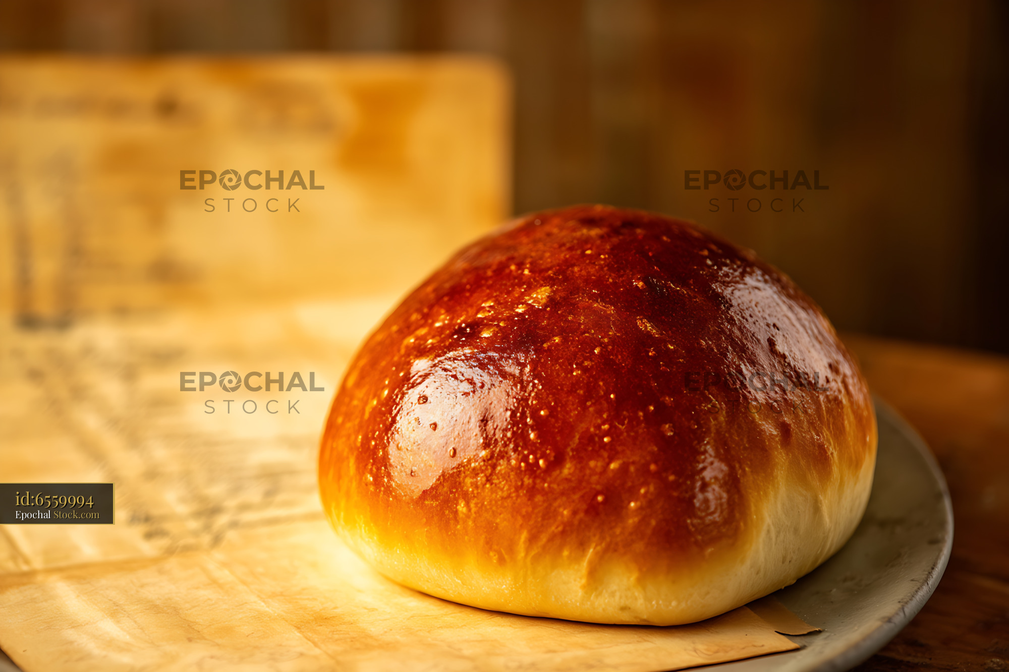 Golden Brioche Roll Fresh from Oven - stock photo