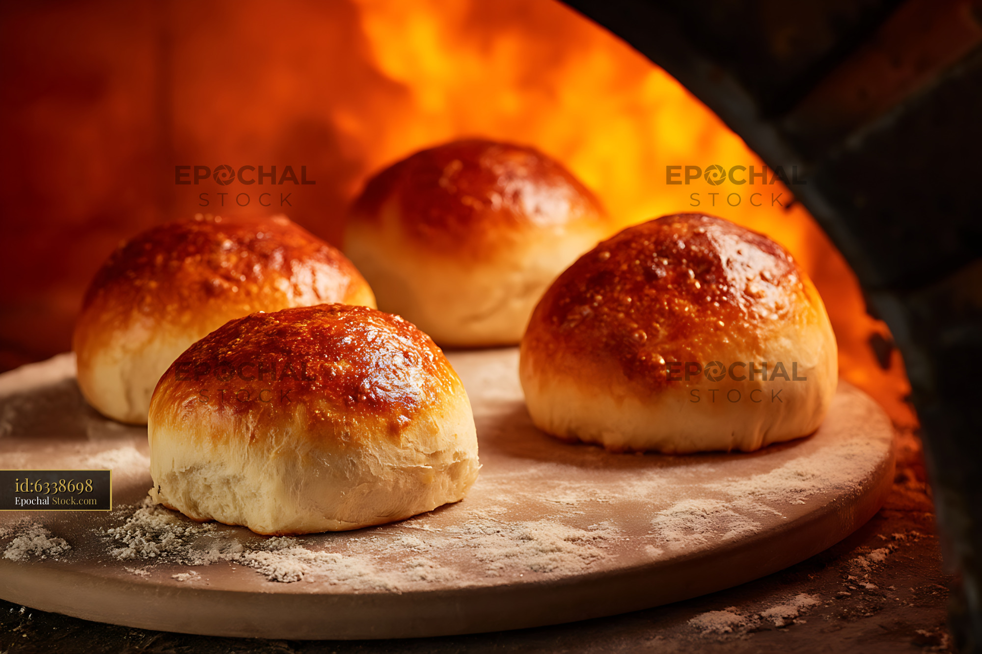 Golden Baked Dinner Rolls Fresh From Oven - stock photo