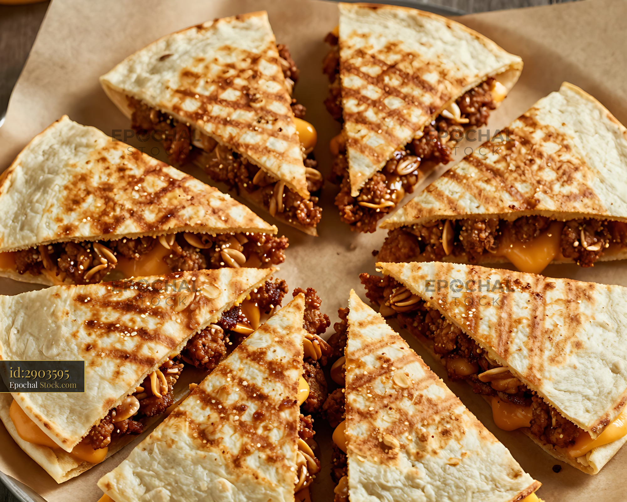 Golden Cinnamon Almond Toasted Panini Triangles - stock photo