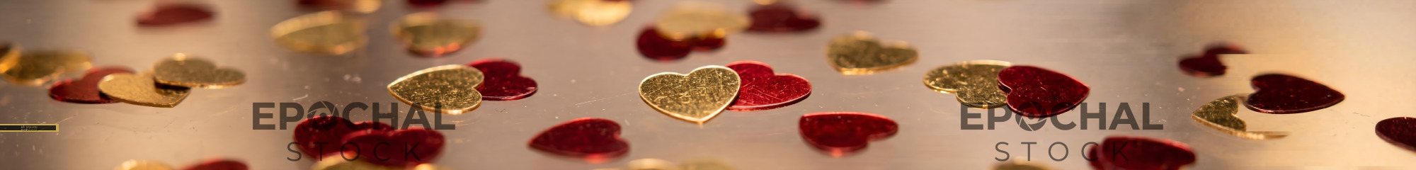 Small hearts on shiny surface create a festive look Premium Stock Image - stock photo