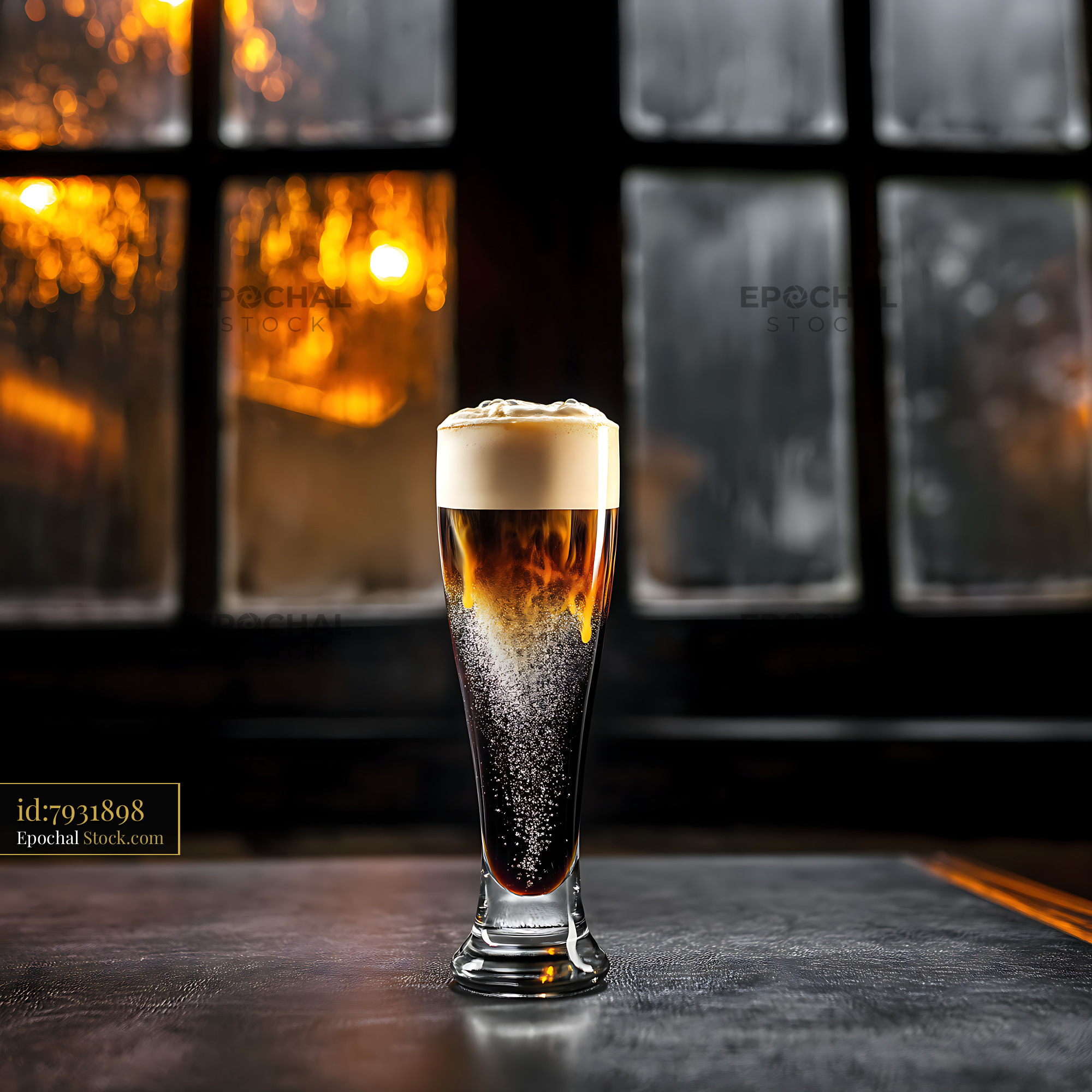 Nitro Caramel Coffee Glass with Foam - stock photo