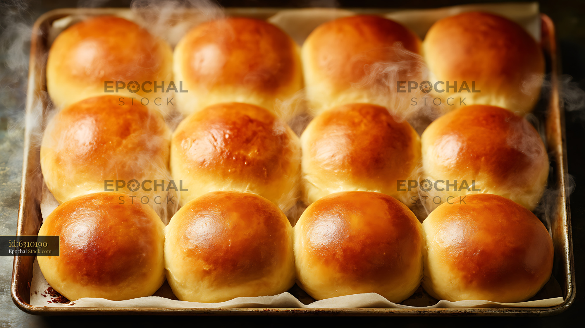 Golden Dinner Rolls Fresh from the Oven - stock photo