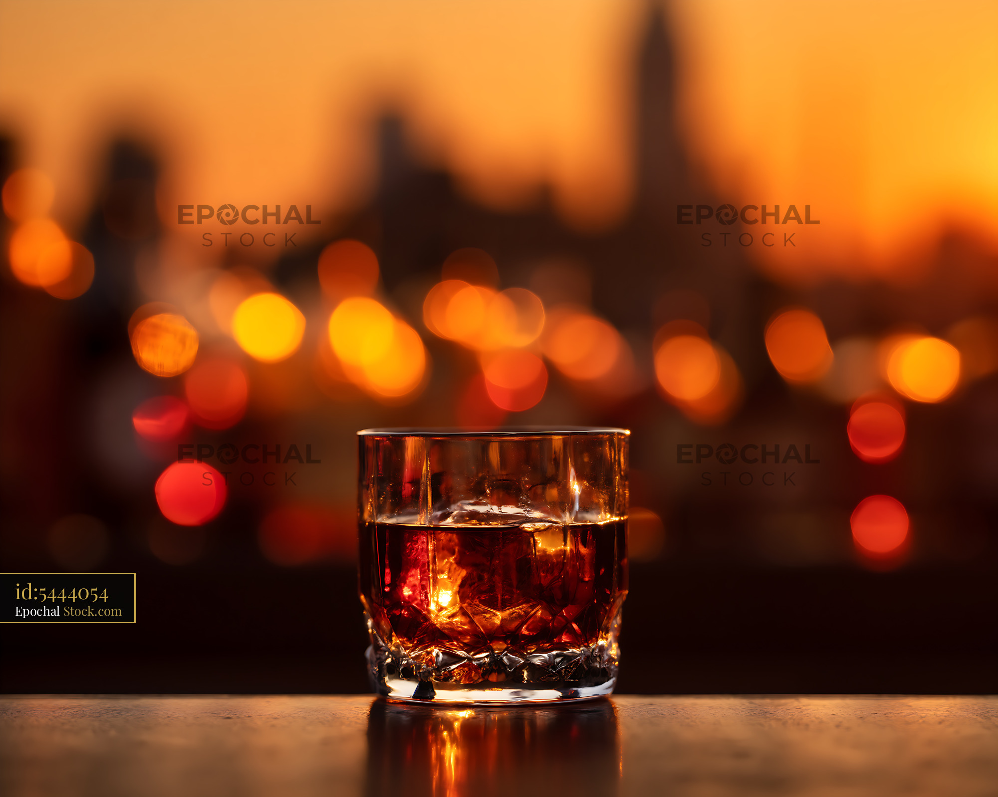 Bushwick Cocktail with Ice in City Lights - stock photo
