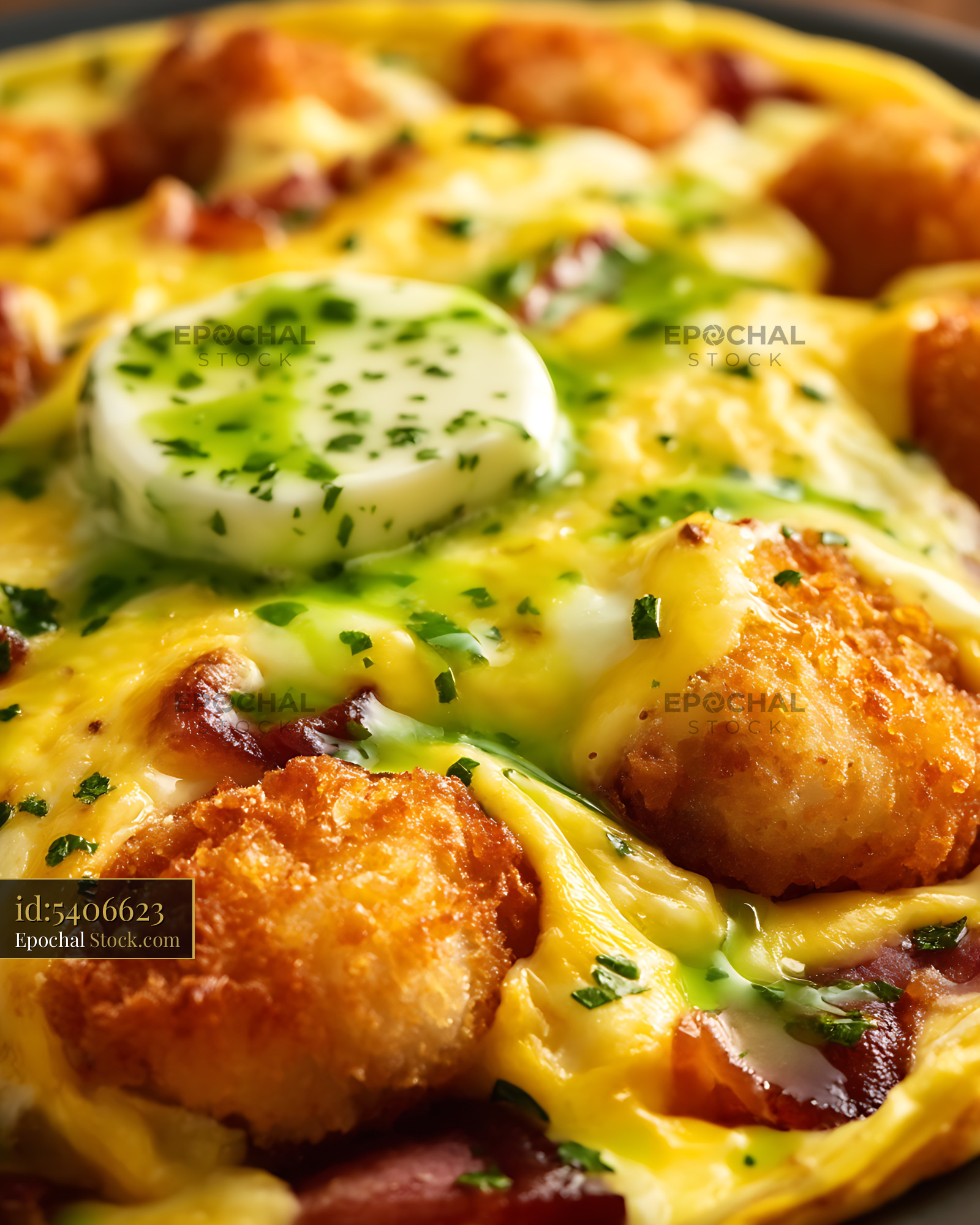 Loaded Potato Gratin with Bacon and Melted Cheese - stock photo
