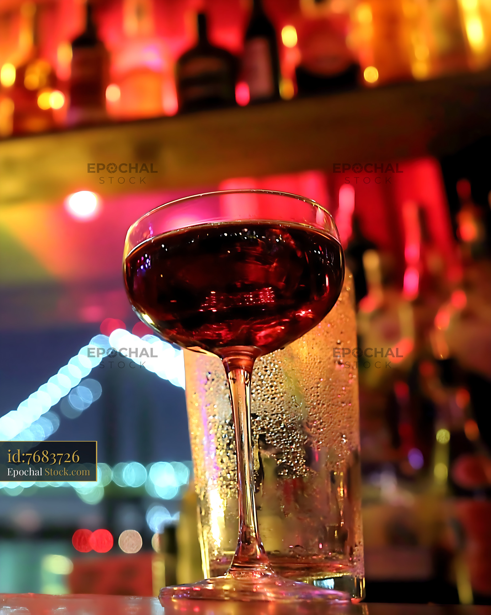 Bushwick Cocktail with Nighttime Bokeh - stock photo