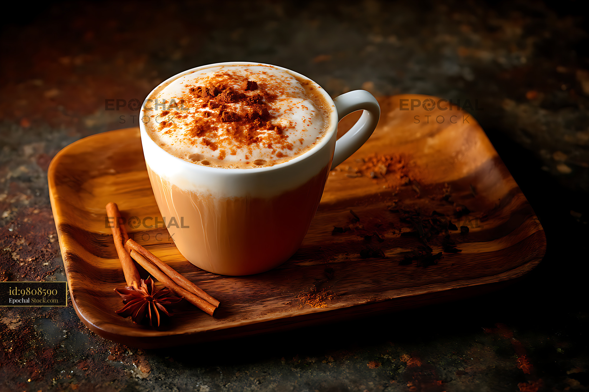 Creamy Cappuccino with Cinnamon and Spices - stock photo