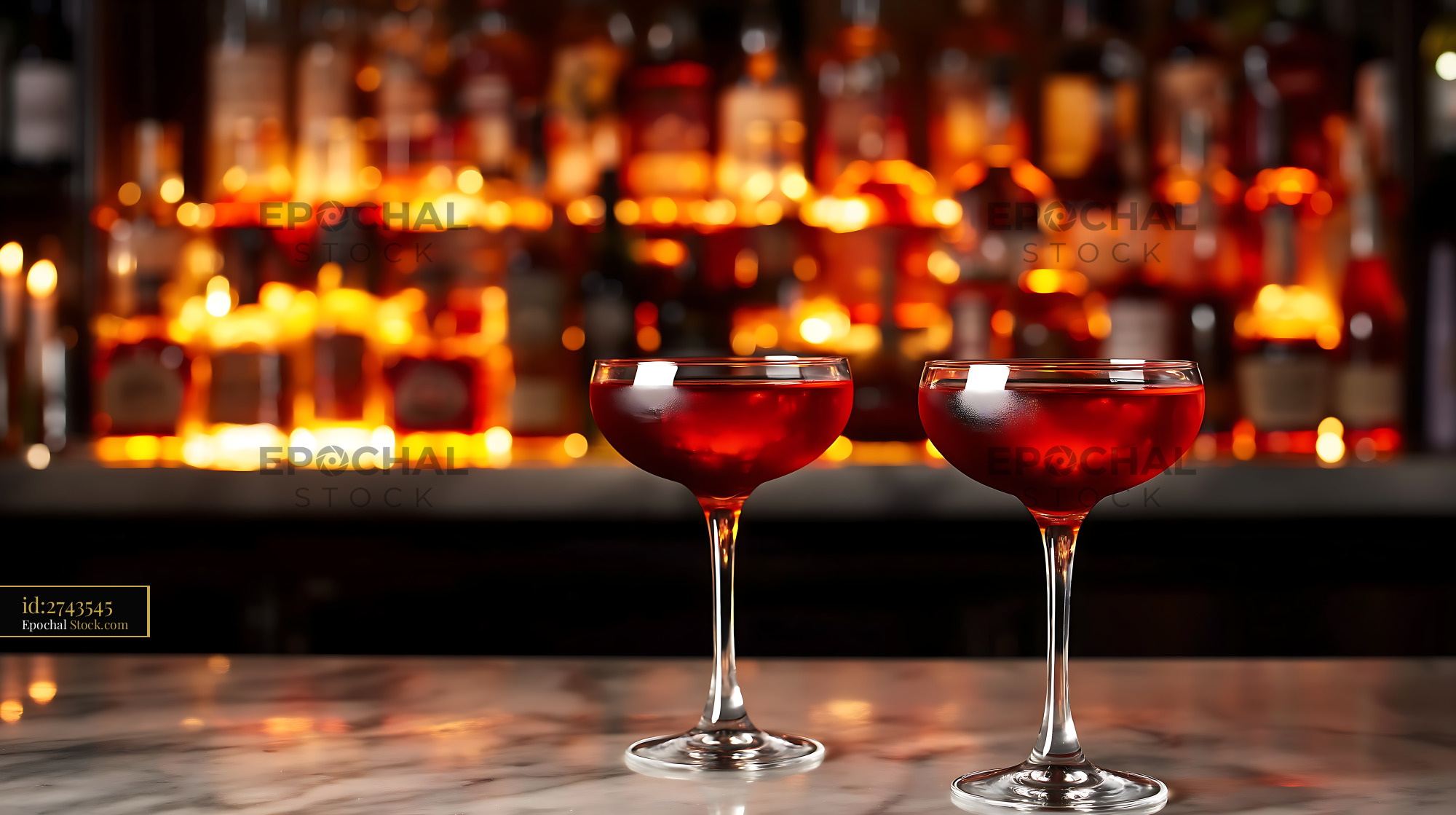 Bushwick Cocktail Pair at Upscale Bar - stock photo