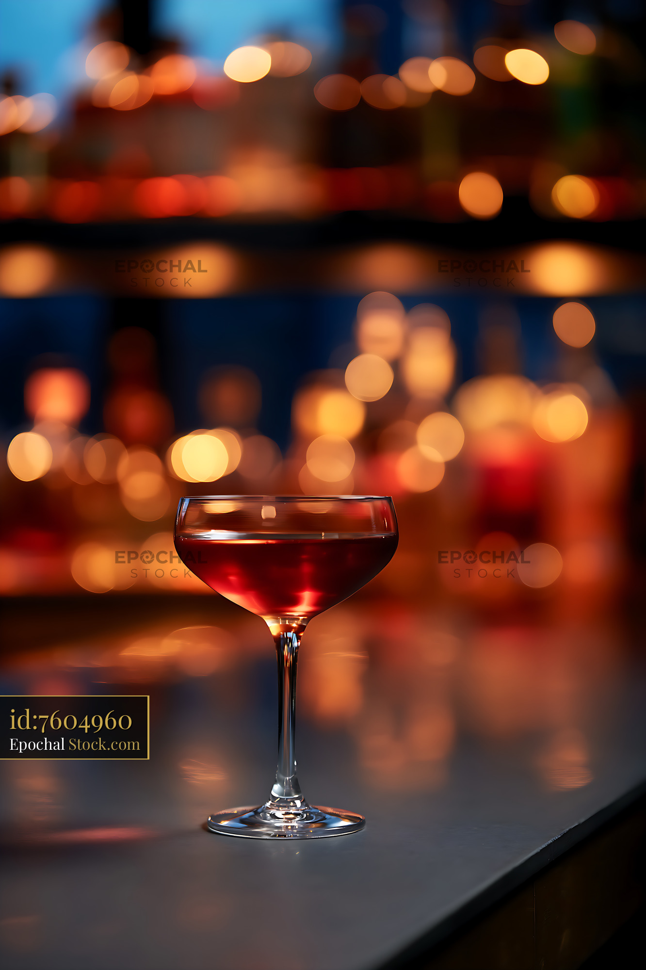 Cosmopolitan Cocktail with Bokeh Bar Lights - stock photo