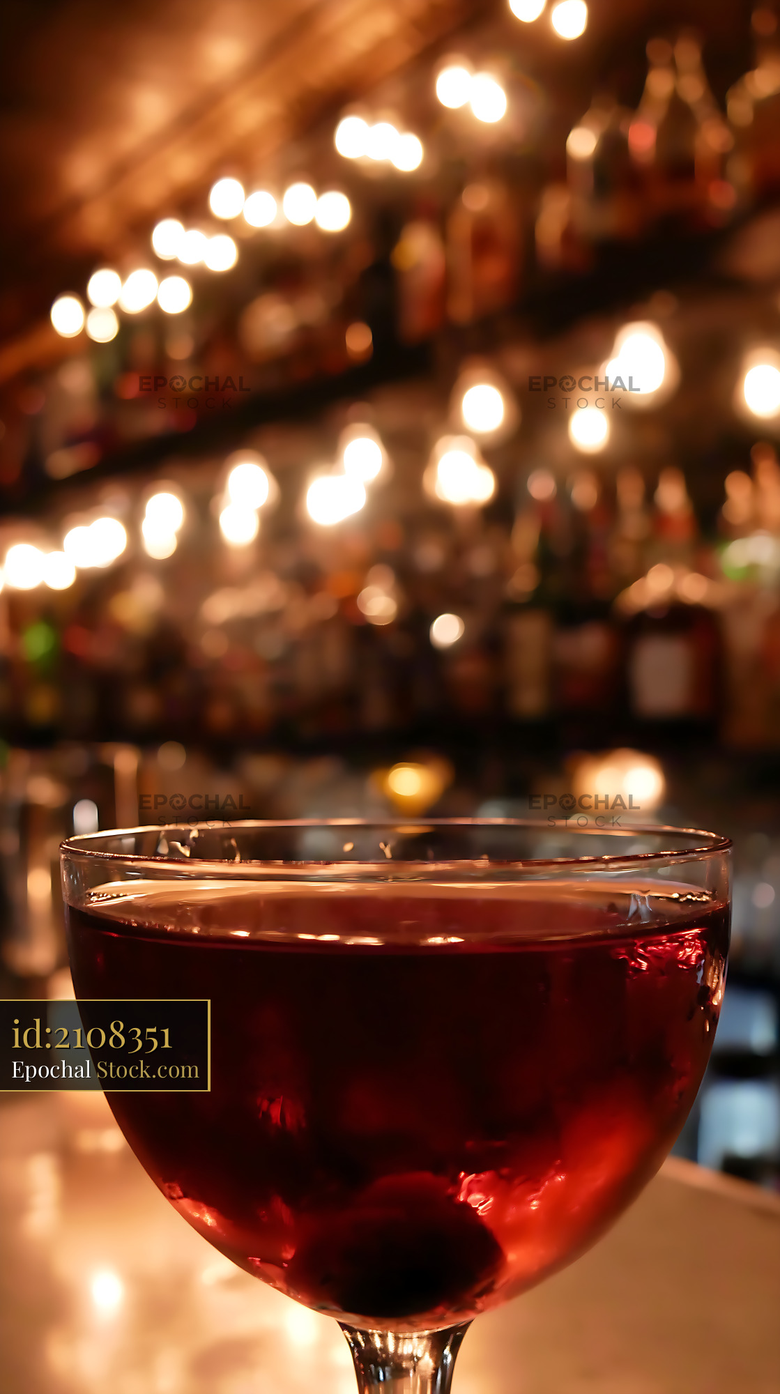 Bushwick Cocktail Served in Candlelit Bar - stock photo