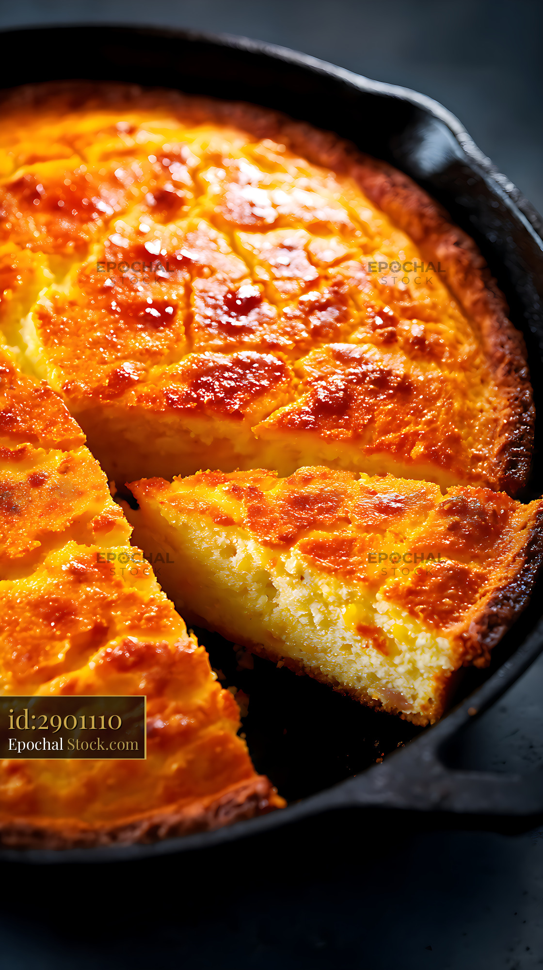 Cast Iron Skillet Cake Golden Caramel - stock photo
