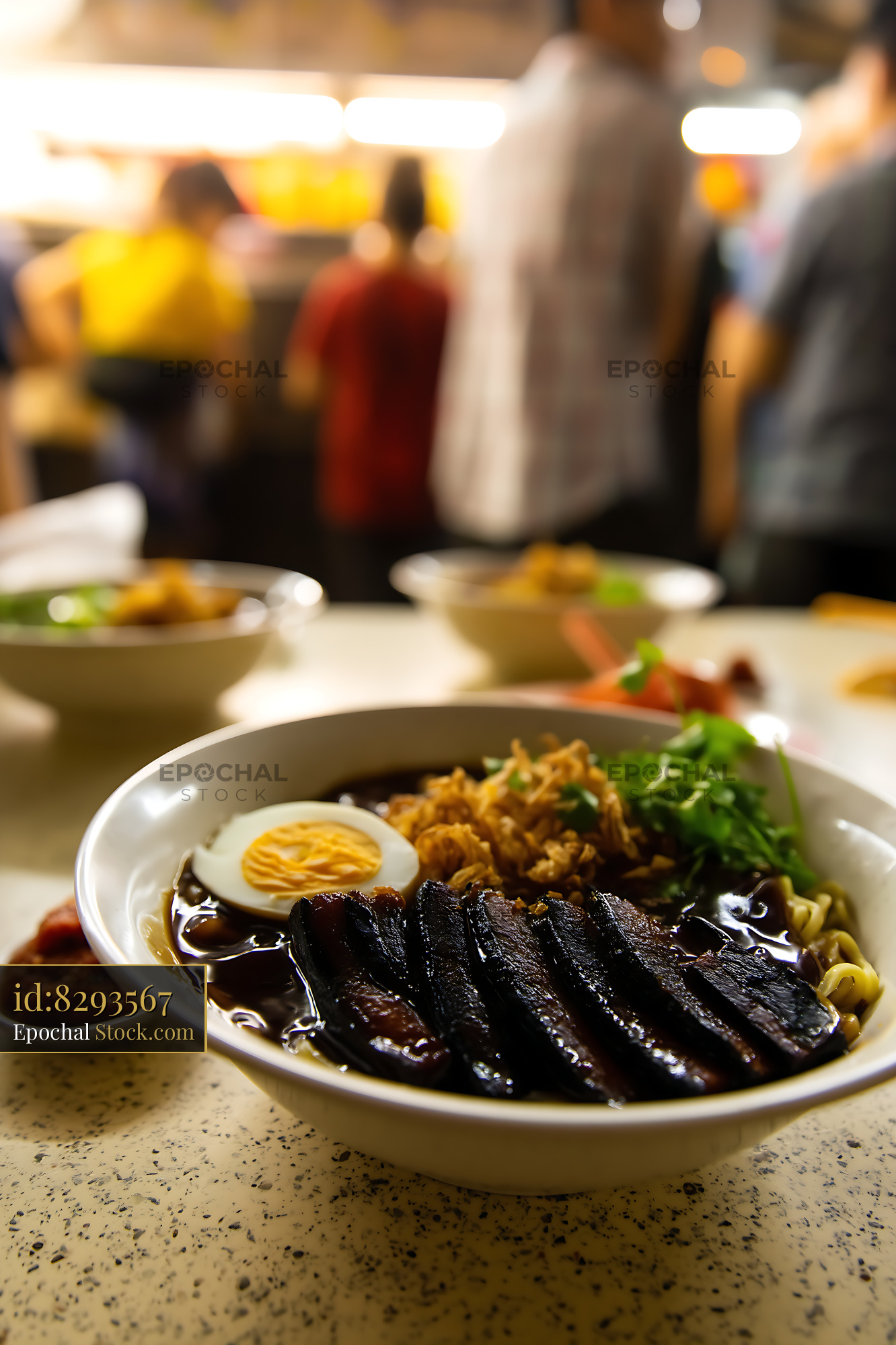 Lor Mee Soup with Sliced Meat and Egg at Hawker Stall - stock photo