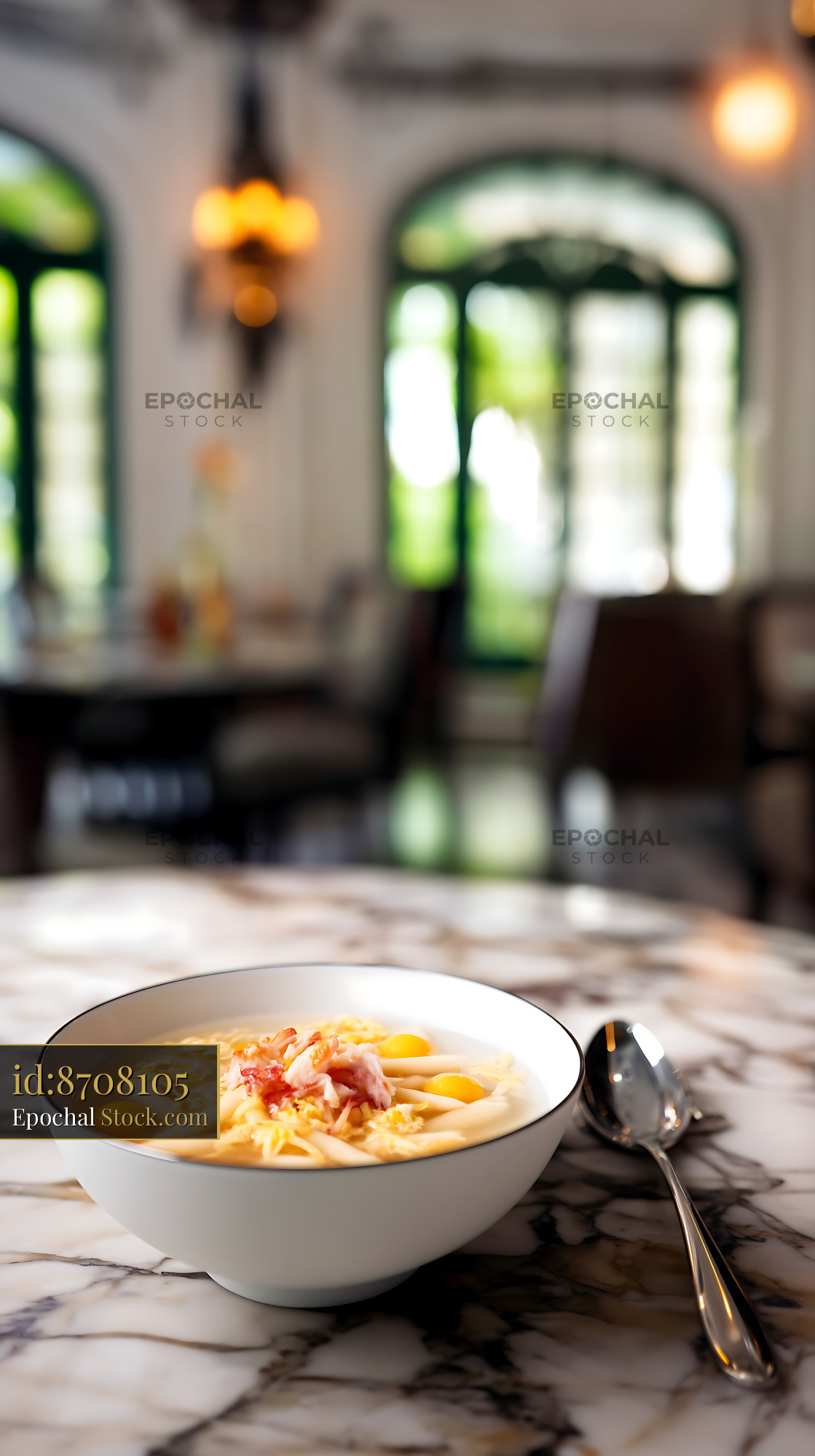 Sup Mang Cua Soup in Elegant Restaurant Setting - stock photo