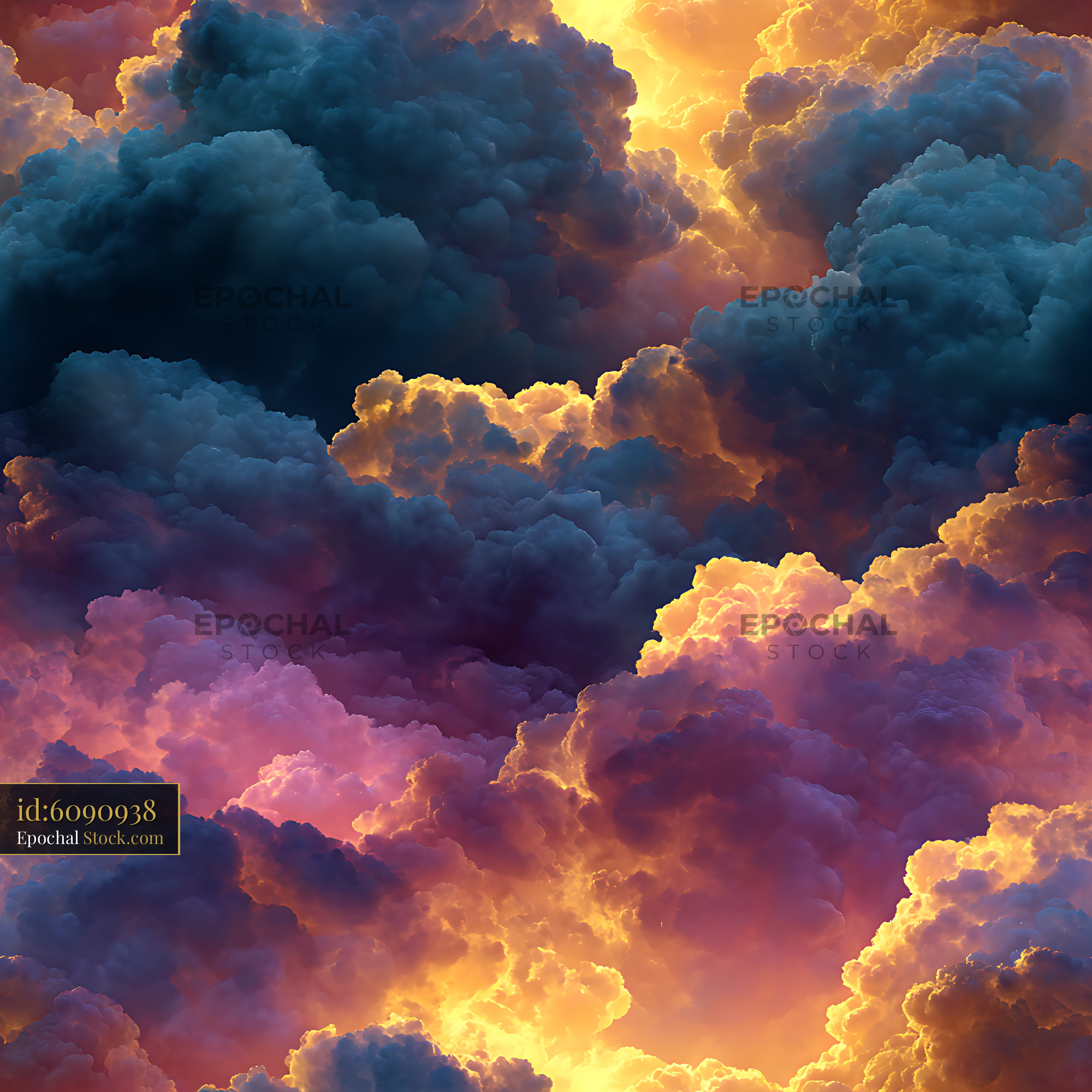 Dramatic Sunset Cloudscape Seamless Pattern - stock photo