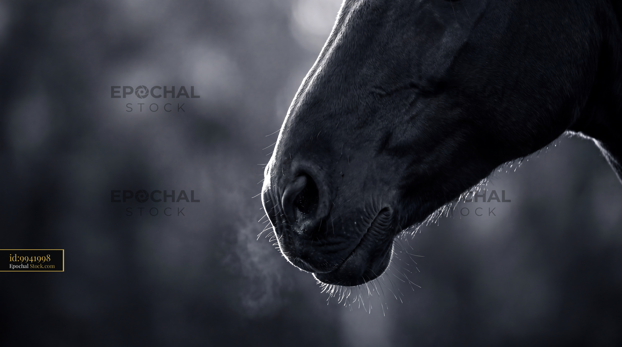 Elegant Obsidian Horse Muzzle Detail - stock photo