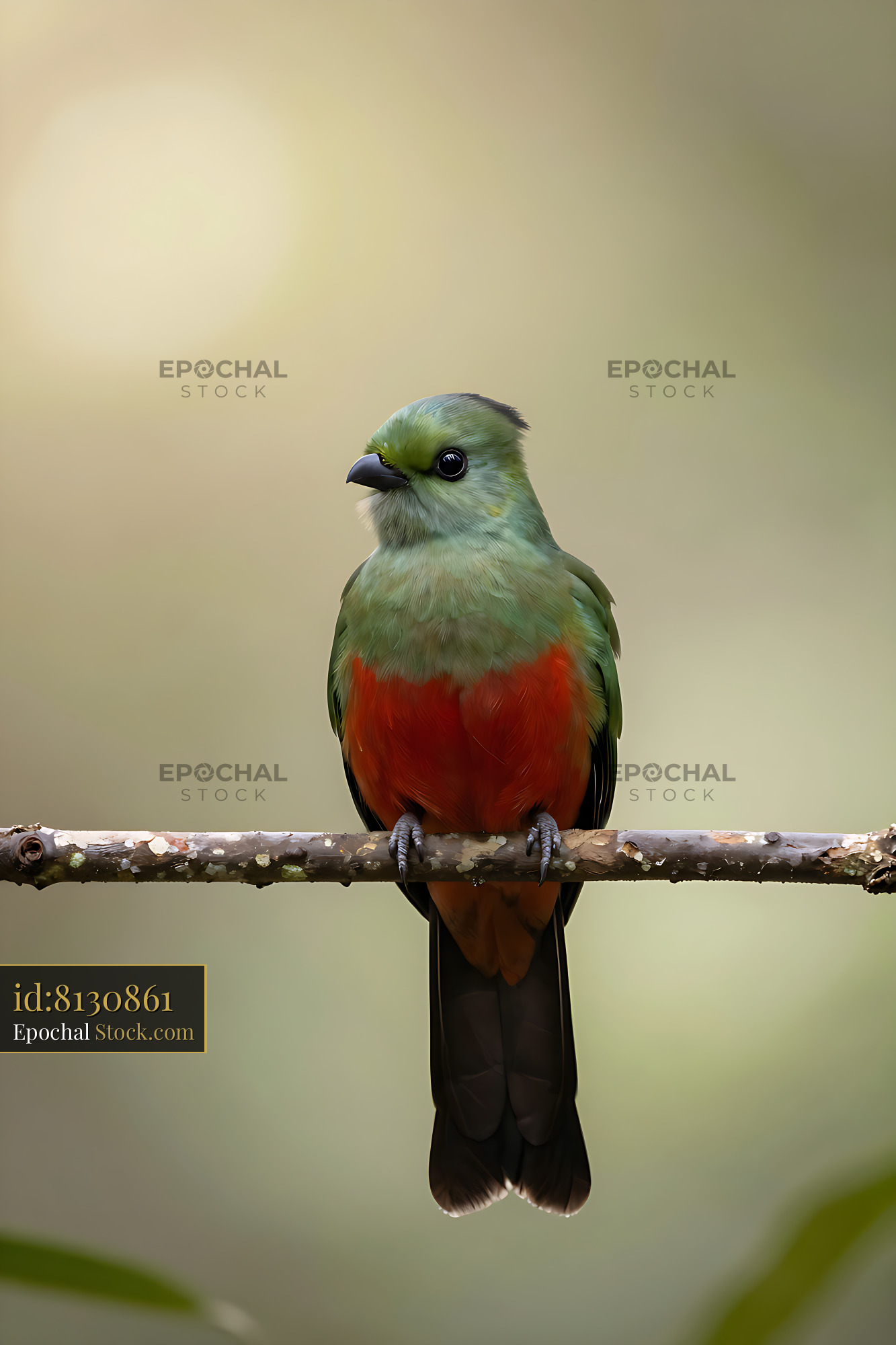 Colorful tropical bird perched on a branch with vibrant plumage