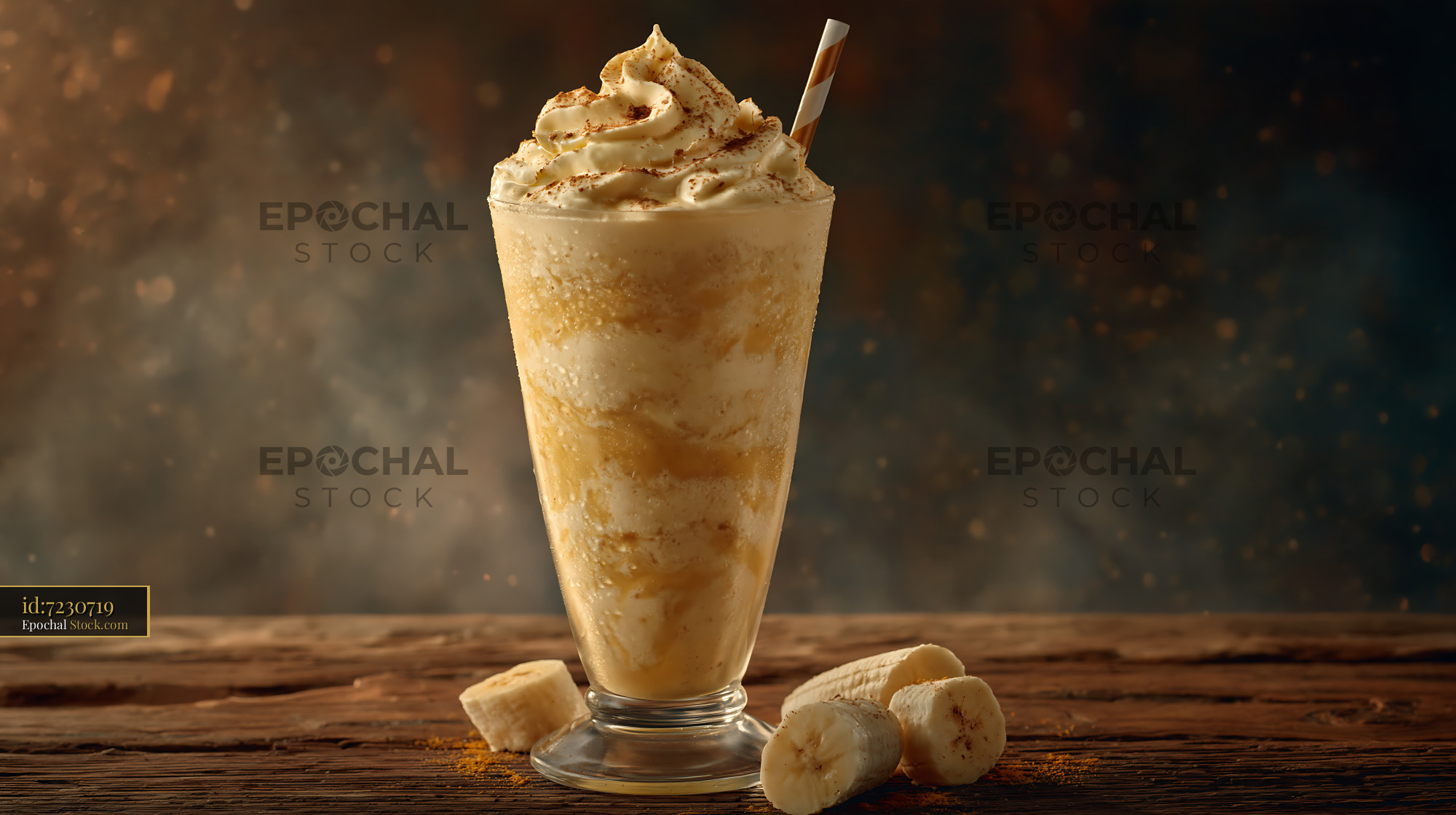 Pawpaw punch milkshake with whipped cream on a rustic wooden table - stock photo