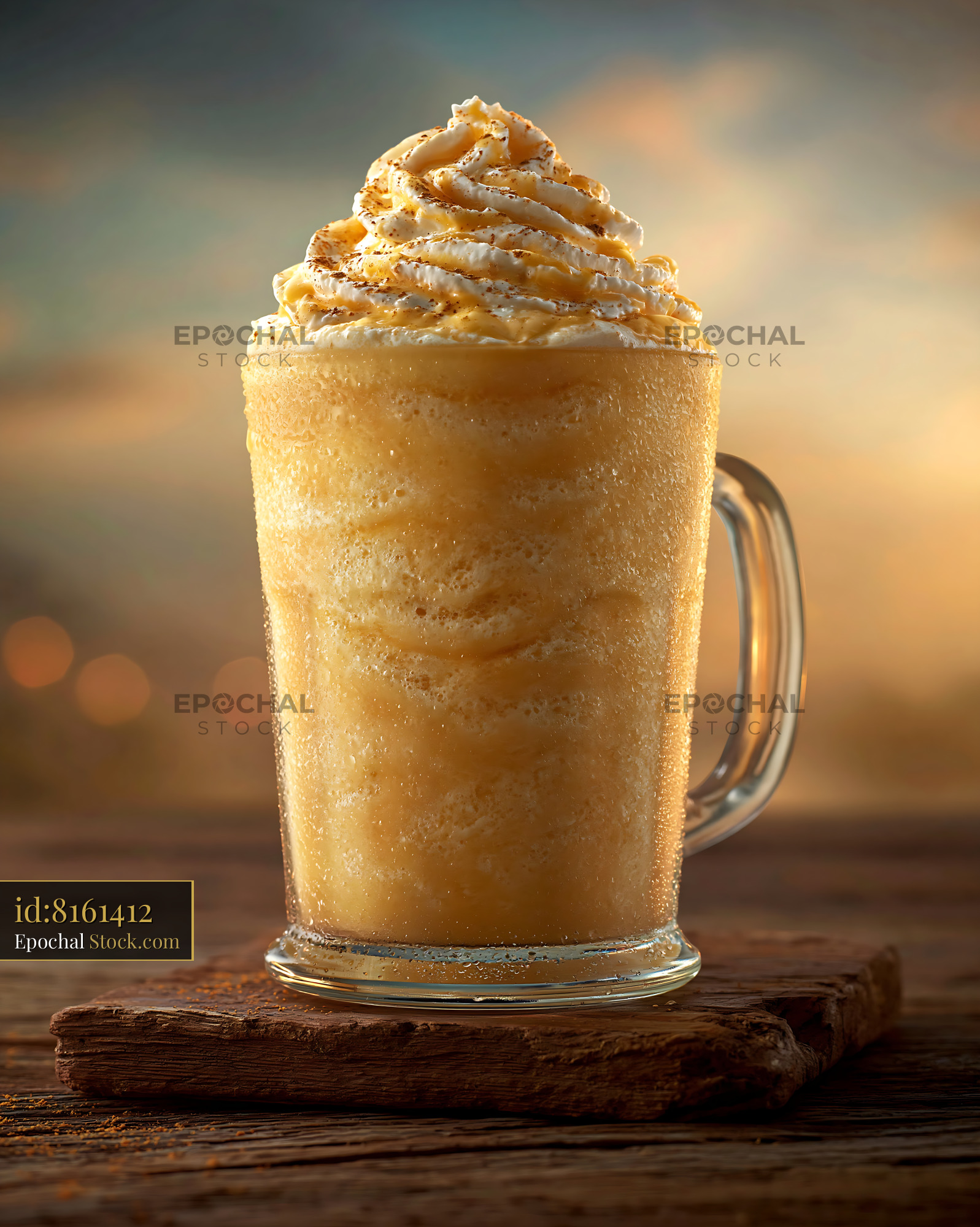 Pawpaw punch milkshake with whipped cream in a glass mug - stock photo